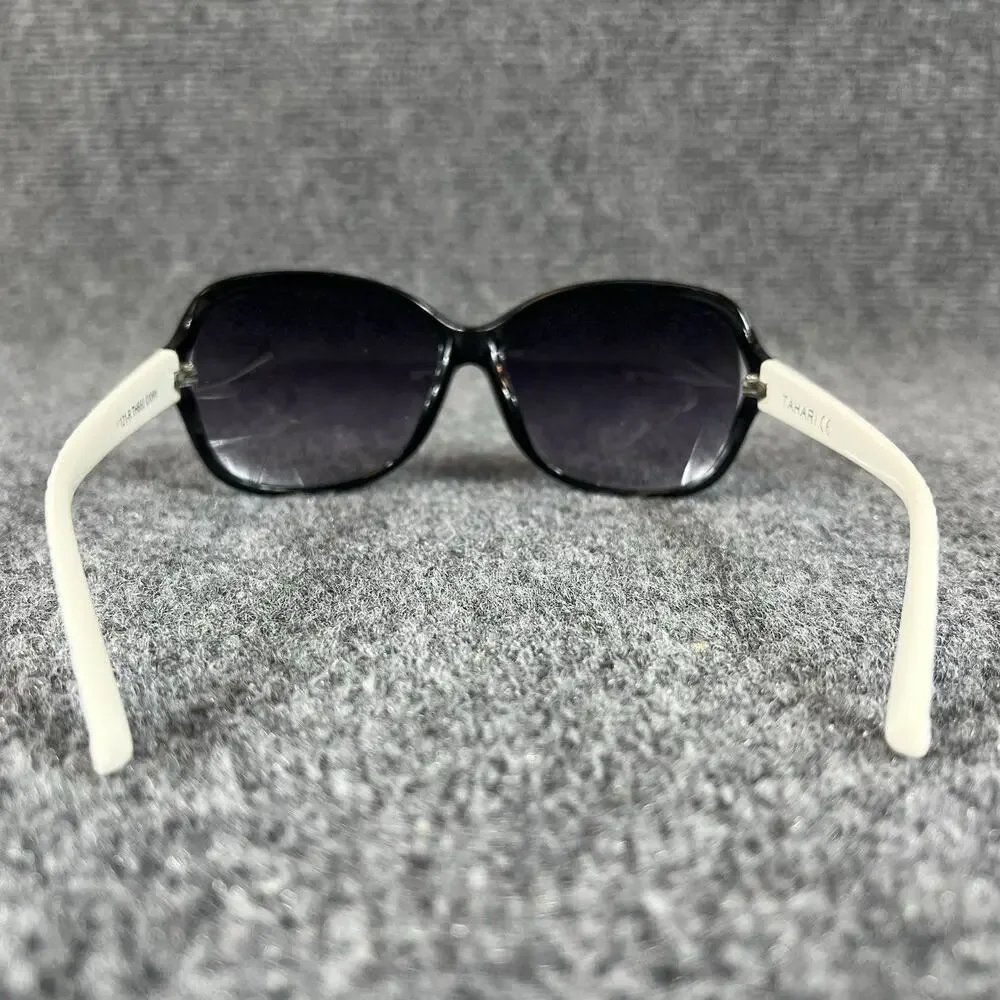 Tahari Women’s Sunglasses Black White Frame Damaged Hinge Read